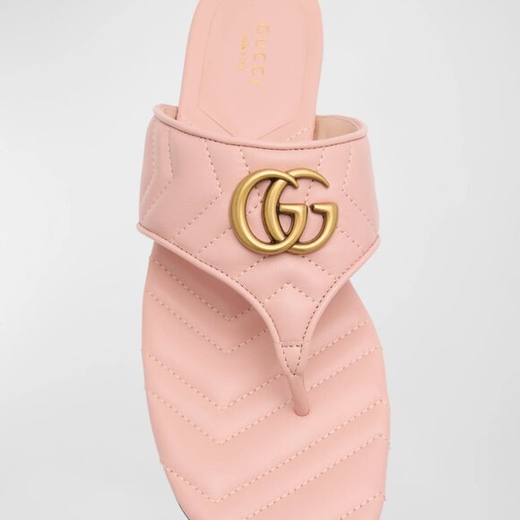 Gucci Marmont GG Padded Chevron Matelasse Leather Thong Flat Sandals Shoes - Picture 4 of 16